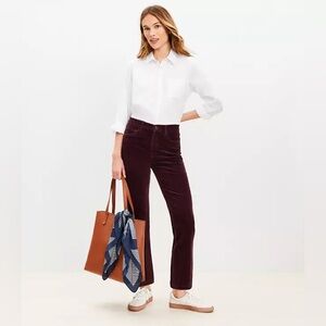 LOFT Straight Corduroy Ankle Pants 25 Deep Burgundy